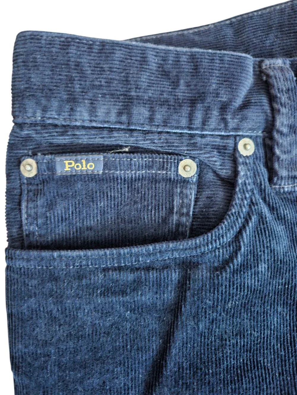 Men's Polo Ralph Lauren Varick Slim Straight Blue Corduroy Pants 32x26.5 Fall